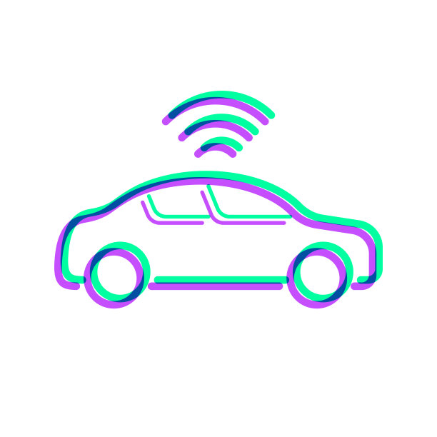 连接汽车。图标与两种颜色叠加在白色背景上图片下载