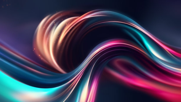 未来科技，数字波浪形背景，彩色发光霓虹灯能量闪电。摘要网络背景。全球通信和大数据技术图片下载