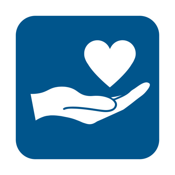 心脏保健标志简单图标。手的插图图片下载