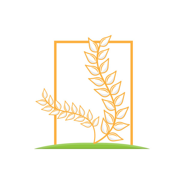大米标志，农场小麦标志设计，矢量小麦大米图标模板复古复古插图图片下载