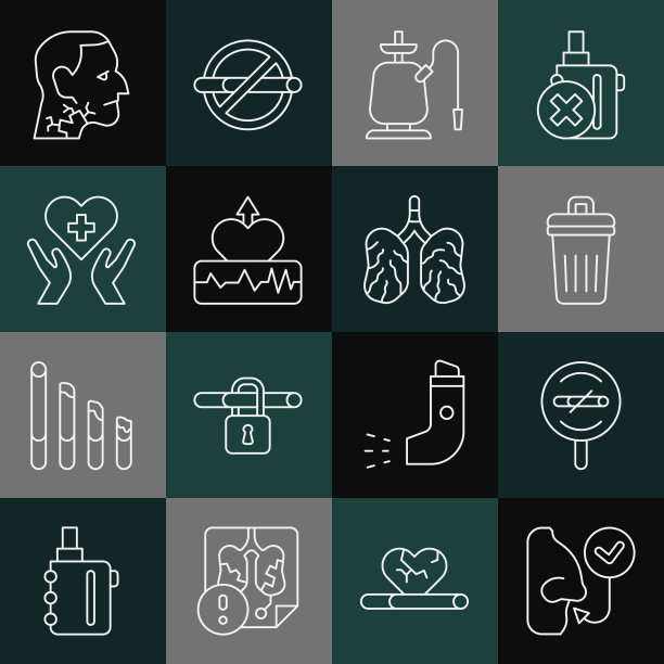 设健康呼吸无烟垃圾桶线图片下载