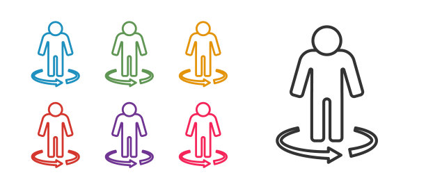 设置线3d建模图标隔离在白色背景。增强现实或虚拟现实。设置图标彩色。向量图片下载