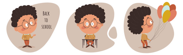 一组不同姿势的卡通男生图片下载