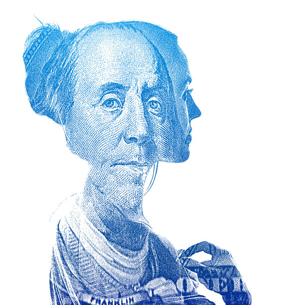 女性和美元的多重曝光图片下载