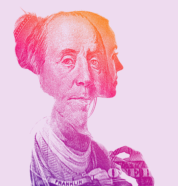 女性和美元的多重曝光图片下载