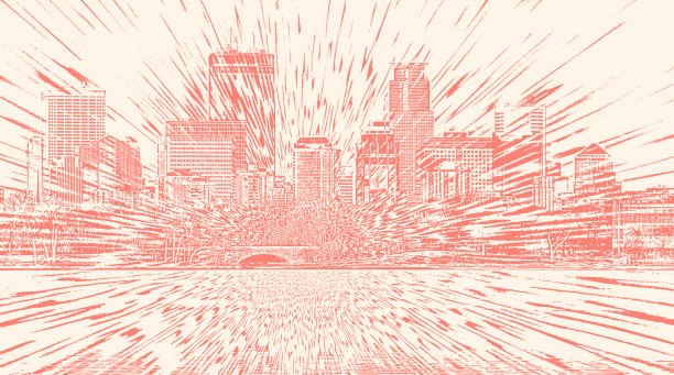 城市摩天大楼和湖泊图片下载