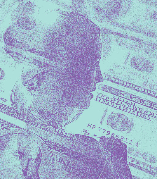 女人和金钱的多重曝光图片下载