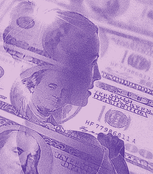 女人和金钱的多重曝光图片下载