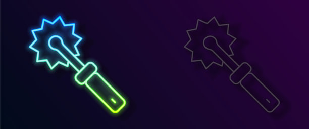 发光的霓虹灯线切割机辊为蜂蜜图标孤立的黑色背景。养蜂人的工具。向量图片下载