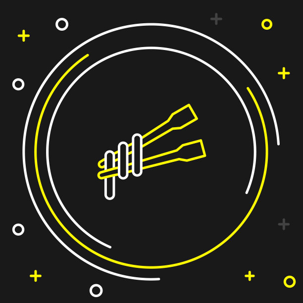 线食品筷子与面条图标孤立的黑色背景。用来做亚洲菜的韩国木棒。东方器具。色彩缤纷的轮廓概念。向量图片下载