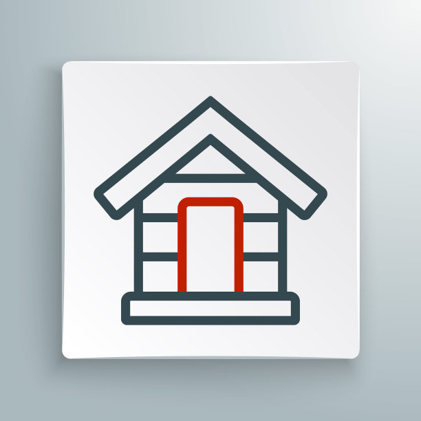 线狗的房子图标孤立的白色背景。狗窝。色彩缤纷的轮廓概念。向量图片下载