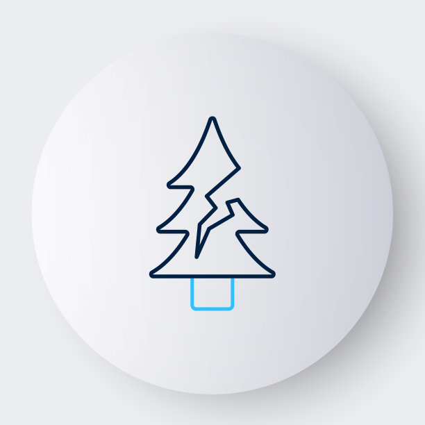 线树图标孤立的白色背景。森林的象征。色彩缤纷的轮廓概念。向量图片下载