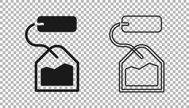 红茶包图标隔离在透明的背景。向量图片下载