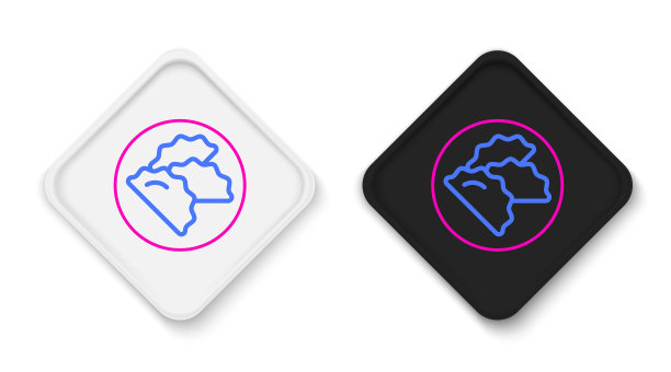 线饺子图标孤立的白色背景。传统的中国菜。色彩缤纷的轮廓概念。向量图片下载