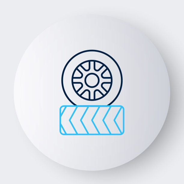 线汽车轮胎图标孤立的白色背景。色彩缤纷的轮廓概念。向量图片下载