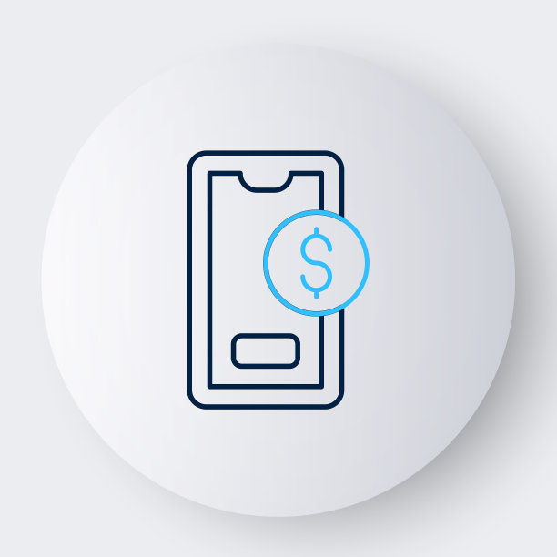 线智能手机与美元符号图标隔离在白色背景。网上购物的概念。金融手机图标。在线支付。色彩缤纷的轮廓概念。向量图片下载