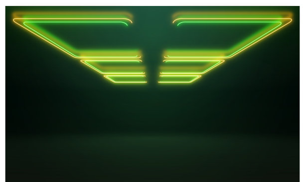 霓虹背景概念。迪斯科霓虹灯背景。3 d渲染。空房间里红蓝相间的圆形霓虹灯。在黑暗的房间里，方形的霓虹灯在地板表面上方，明亮的霓虹灯反射在潮湿的地板上。雾中的霓虹灯图片下载