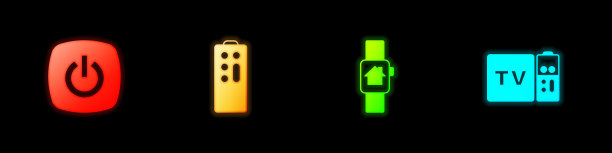 设置智能家居，遥控器，智能手表，多媒体和电视盒接收器图标。向量图片下载