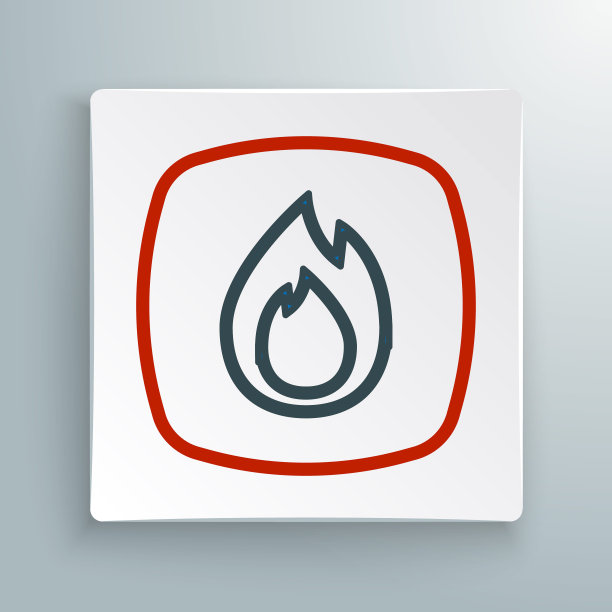 线火火焰图标孤立的白色背景。色彩缤纷的轮廓概念。向量图片下载