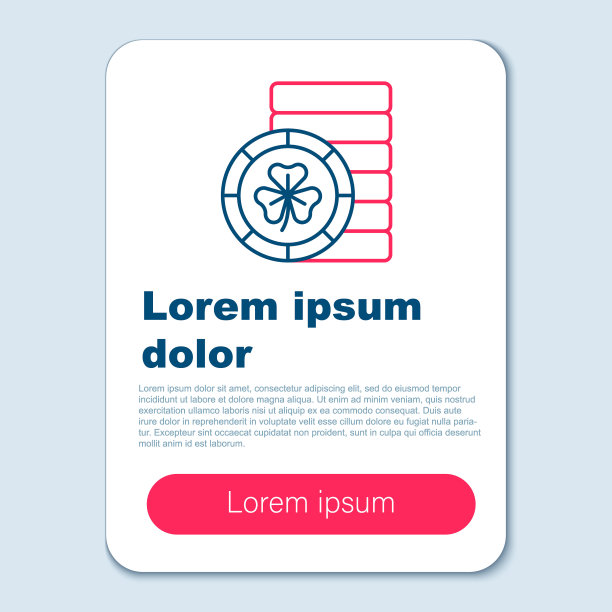 线金色小妖精硬币与三叶草三叶草图标隔离在灰色背景。圣帕特里克节快乐。爱尔兰国家假日。色彩缤纷的轮廓概念。向量图片下载