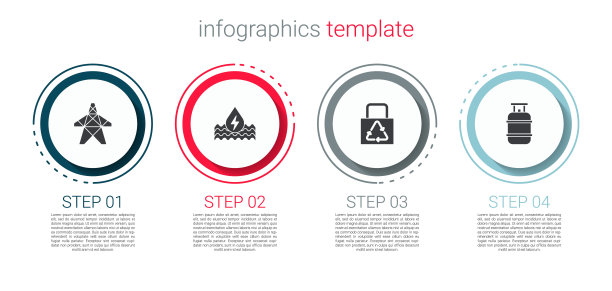 设有电塔、水能、可回收纸袋、丙烷气罐。业务信息图表模板。向量图片下载