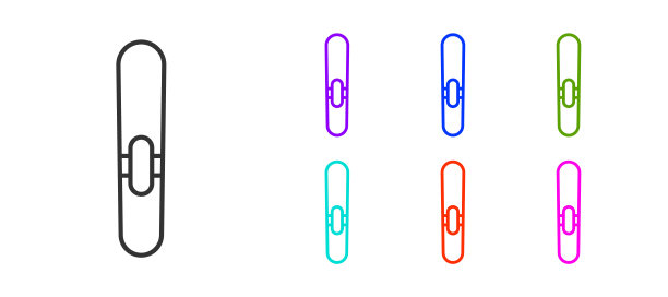 黑线雪茄图标孤立在白色背景。设置图标彩色。向量图片下载