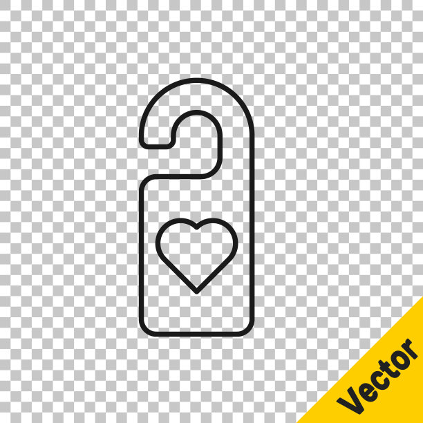 请不要打扰与心脏图标隔离在透明的背景。酒店门吊牌。向量图片下载