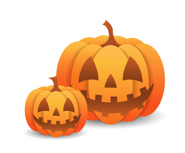 万圣节南瓜矢量插图，杰克O灯笼孤立在白色背景上。可怕的橙色图片，有眼睛和蜡烛图片下载