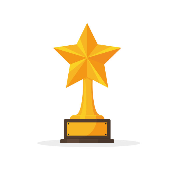 象征胜利的金星形奖杯:体育比赛优胜者的奖状图片下载
