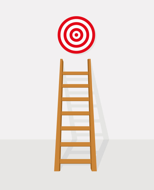以高目标任务为目标，计划和策略来实现目标，商业机会或职业成功之旅的概念，阶梯到靶心。图片下载