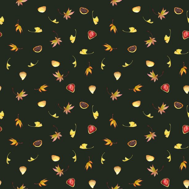 水彩无缝图案与手绘传统日本糖果。和木、麻糬、秋天的枫叶。孤立的彩色背景。请柬，餐厅菜单，贺卡，印刷品，纺织品图片下载