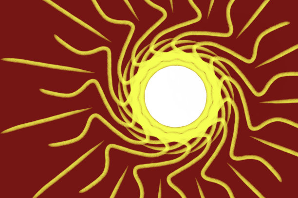 圆形的黄色和红色光线在赤土背景与复制空间图片下载