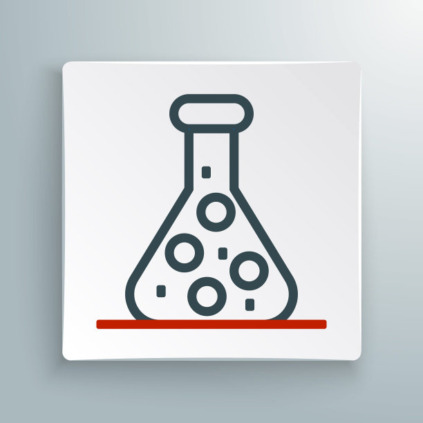 线试管和烧瓶化学实验室测试图标隔离在白色背景上。实验室玻璃器皿标志。色彩缤纷的轮廓概念。向量图片下载