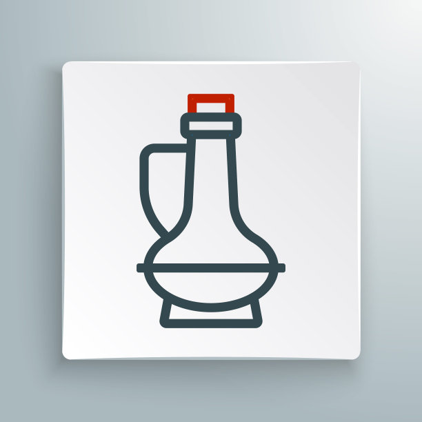 线瓶橄榄油图标隔离在白色背景。装有橄榄油的水壶。色彩缤纷的轮廓概念。向量图片下载