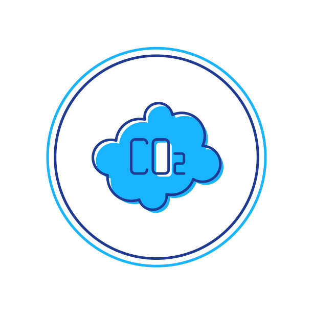 填充轮廓二氧化碳排放在云图标隔离在白色背景。二氧化碳公式，雾霾污染概念，环境概念。向量图片下载