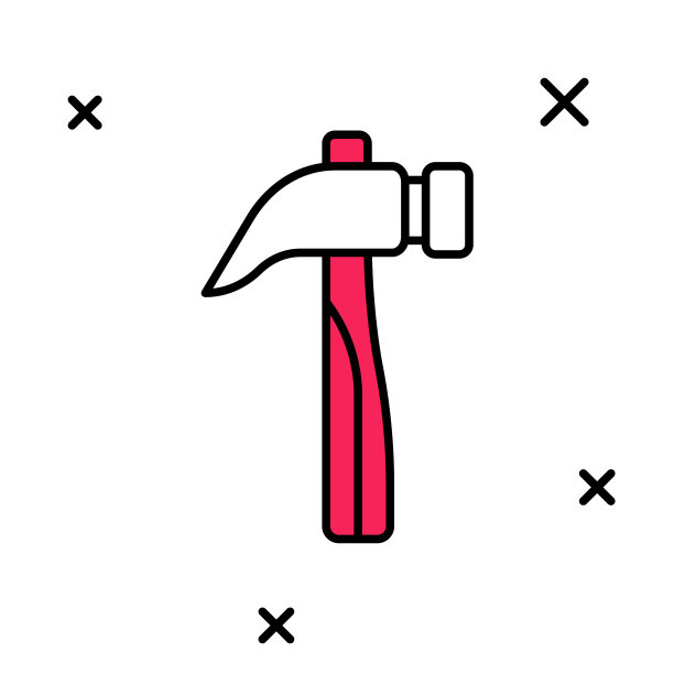 填充轮廓锤图标孤立的白色背景。修理工具。向量图片下载