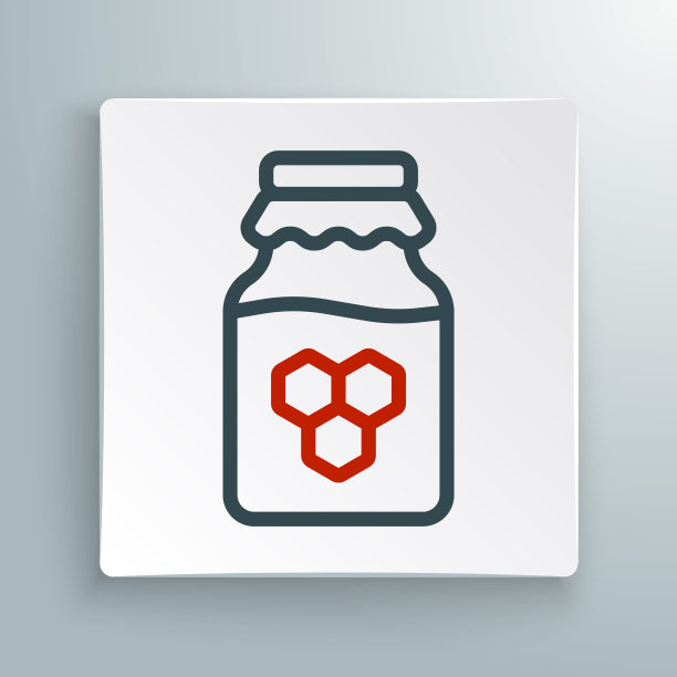 线罐的蜂蜜图标孤立的白色背景。食物银行。甜美的天然食品象征。色彩缤纷的轮廓概念。向量图片下载