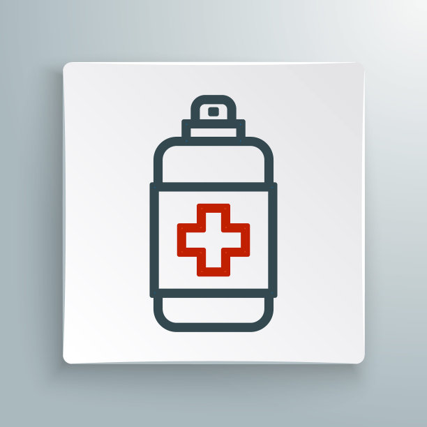 瓶装液体抗菌皂与分配器图标隔离在白色背景。防腐剂。消毒、卫生、护肤。色彩缤纷的轮廓概念。向量图片下载