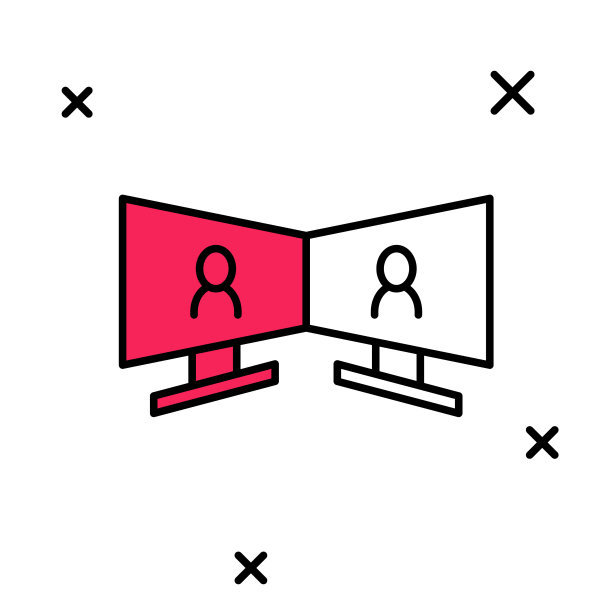 视频聊天会议图标孤立的白色背景。在线会议在家办公。远程项目管理。向量图片下载