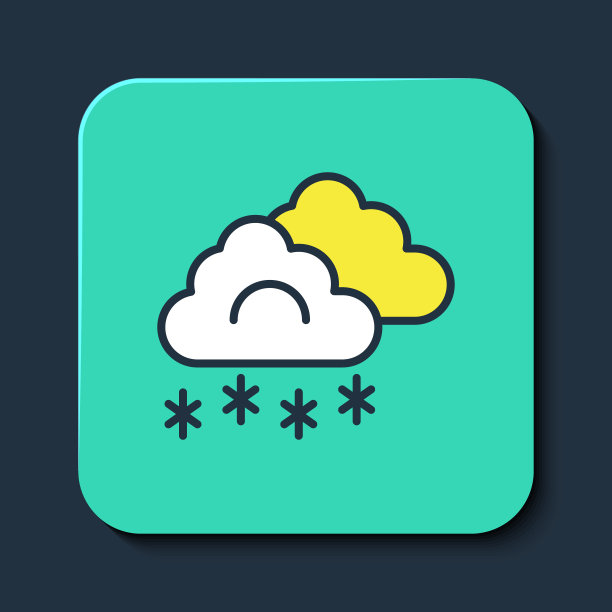 蓝色背景上的雪花云轮廓图标矢量图图片下载