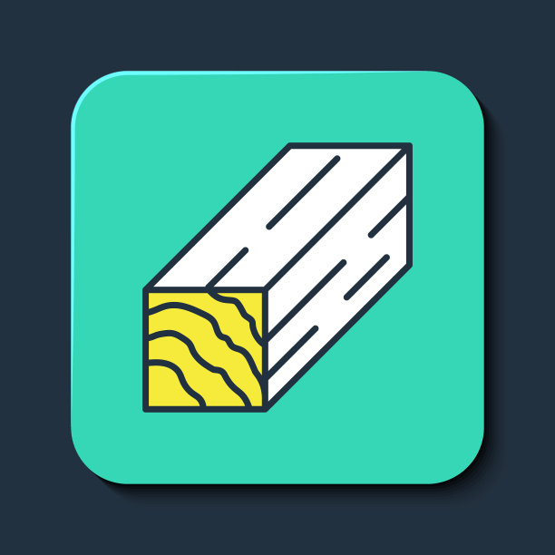 填充轮廓木梁图标孤立的蓝色背景。木材梁板。绿松石方形纽扣。向量图片下载