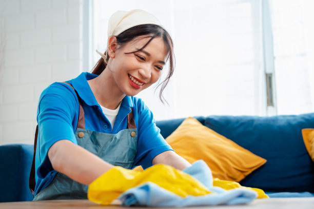 家务或家政服务女性打扫家中灰尘，代理小型清洁业务。专业设备清洗老宅。图片下载