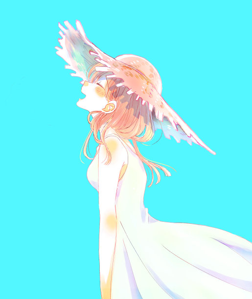 戴草帽的快乐女人图片下载