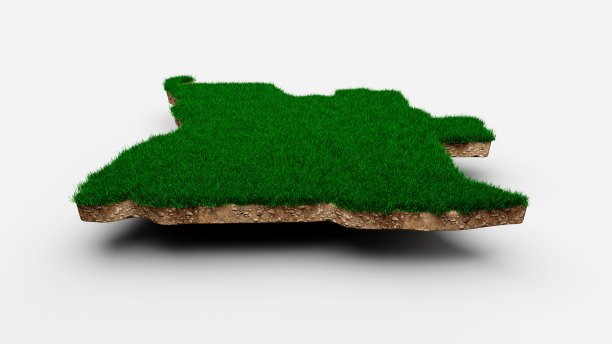 安哥拉地图土壤和土地地质横截面与绿草和岩石地面纹理3d插图图片下载
