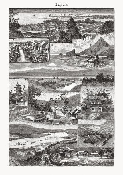 木刻《日本过去的印象》，1893年出版图片下载