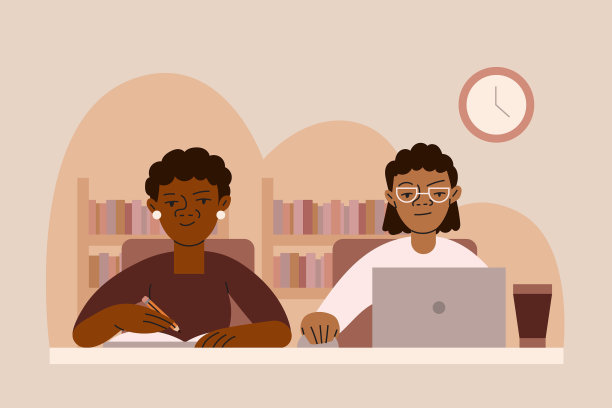 两个年轻的黑人朋友在图书馆一起学习图片下载