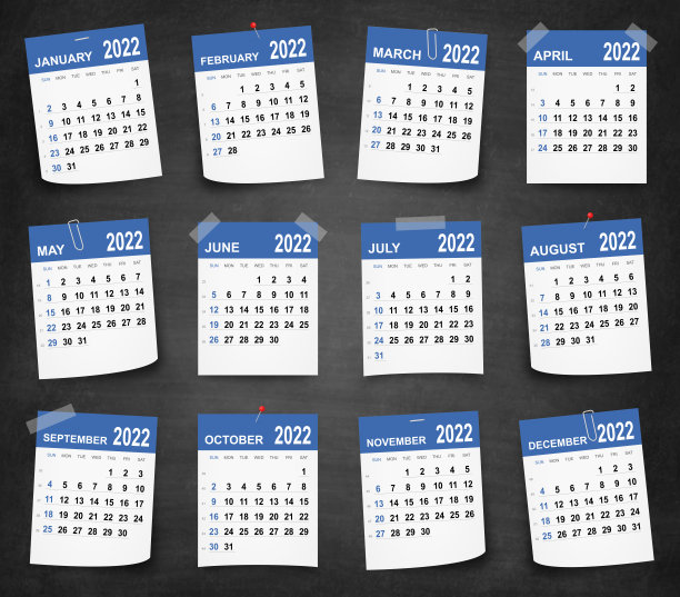 黑板上的2022年日历-黑板图片下载