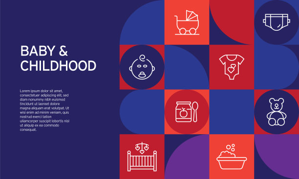 婴儿和儿童相关设计与线图标。简单轮廓符号图标。图片下载