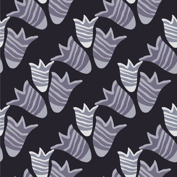 手绘风铃花黑色无缝图案图片下载