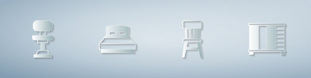 设有办公椅、大床椅和衣柜图片下载